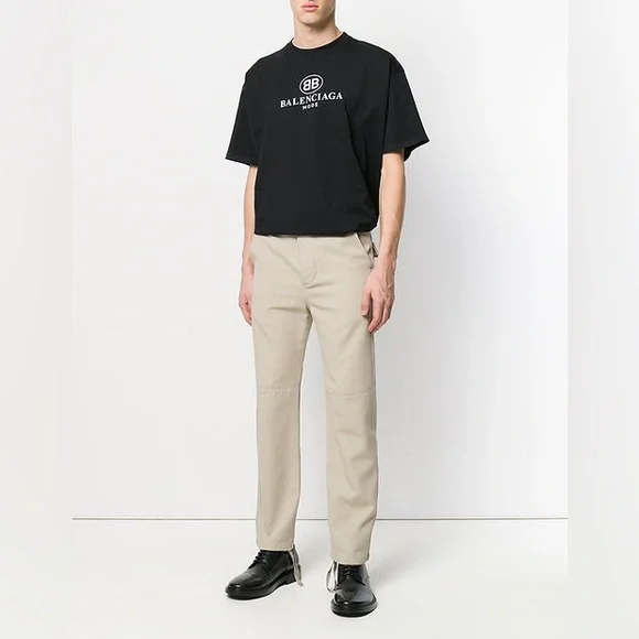 EUC Men’ Size Small Balenciaga OversizedBB Mode Logo Print T-shirt Black & White - Picture 6 of 13